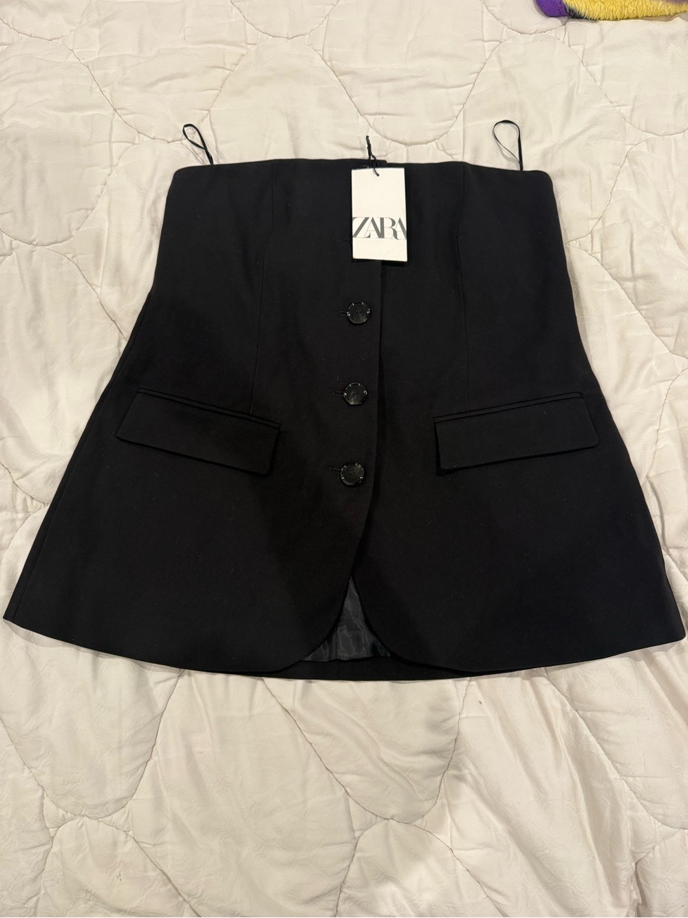 Zara Black Strapless Blazer Top